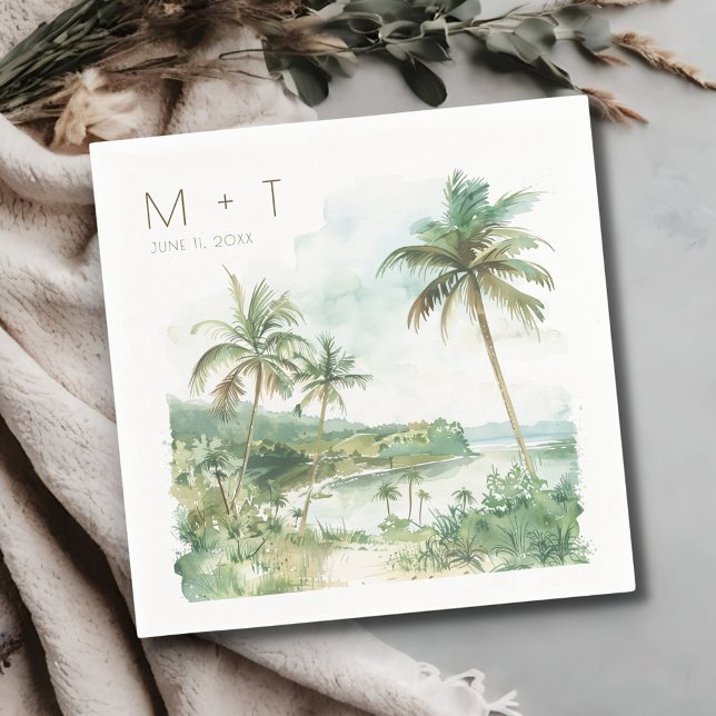 Servilleta De Papel Destination Beach Wedding Reception  (Destination Beach Wedding Reception Napkins)