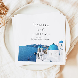 Servilleta De Papel Destino del Skyline acuático SANTORINI GRECIA
