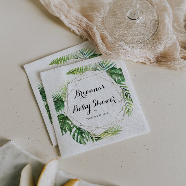 Servilleta De Papel Destino geométrico Baby Shower verde tropical (Subido por el creador)