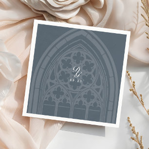 Servilleta De Papel Detalles de Boda Elegante Clásico Gótico Orion Azu