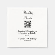 Detalles de la fiesta de cumpleaños de QR scan mod