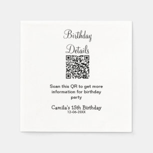Servilleta De Papel Detalles de la fiesta de cumpleaños de QR scan mod