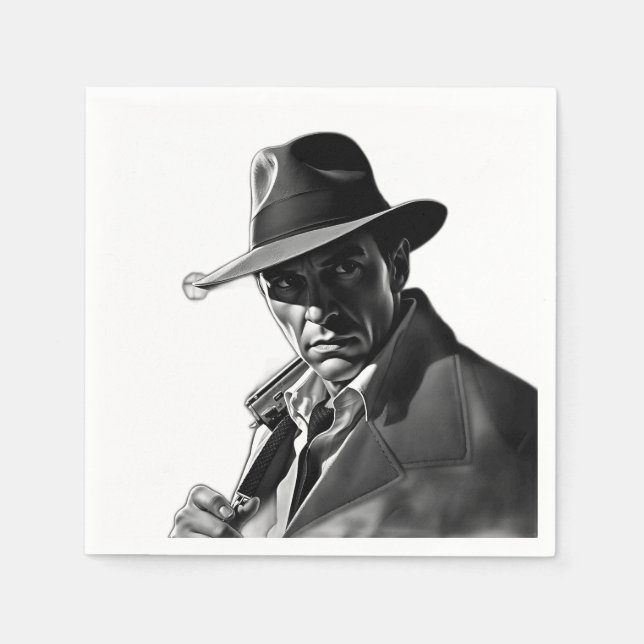 Servilleta De Papel Detective Noir Art, muy indefenso (Anverso)