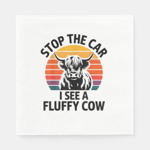 Servilleta De Papel Detén El Auto Que Veo Fluffy Cow Retro Highland Co