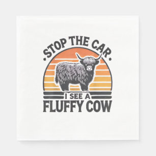 Servilleta De Papel Detén El Auto Que Veo Fluffy Cow Retro Highland Co