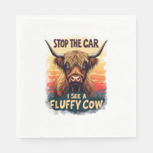 Servilleta De Papel Detener el coche veo la vaca Fluffy Cow Retro High