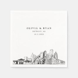 Servilleta De Papel Detroit Skyline Boda de papel Cocktail Napkin