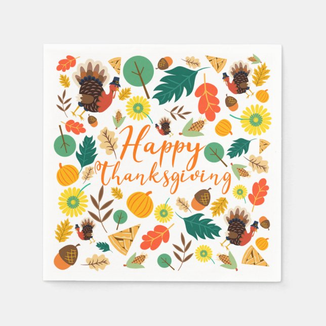 Servilleta De Papel Día de Acción de Gracias (Anverso)