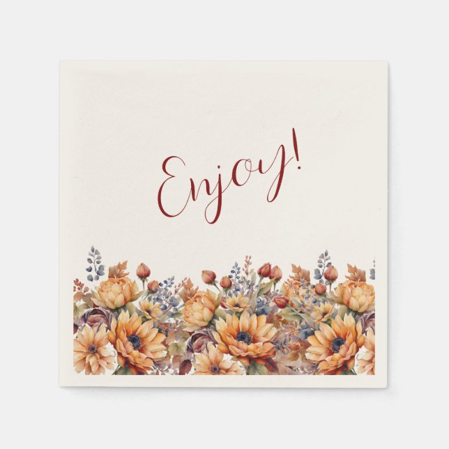 Servilleta De Papel Día de Acción de Gracias-Acuarela y Flores- (Anverso)