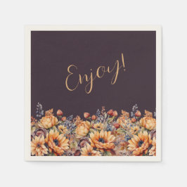 Servilleta De Papel Día de Acción de Gracias-Acuarela y Flores-