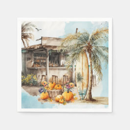 Servilleta De Papel Día de Acción de Gracias de Watercolor Beach