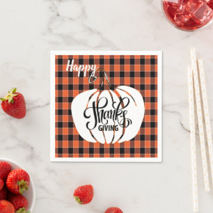Servilleta De Papel Día de Acción de Gracias FELIZ personalizado Plaid