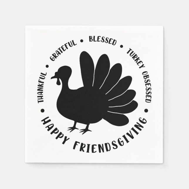 Servilleta De Papel Día de Acción de Gracias Friendsgiving Otoño Pavo  (Anverso)