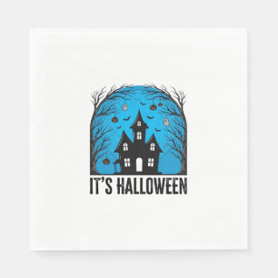 Servilleta De Papel Día de Brujas Casa Embrujada Luna Grabado Vintage