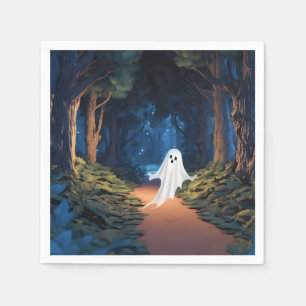 Servilleta De Papel Día de Brujas Fantasma Blanco en Bosque
