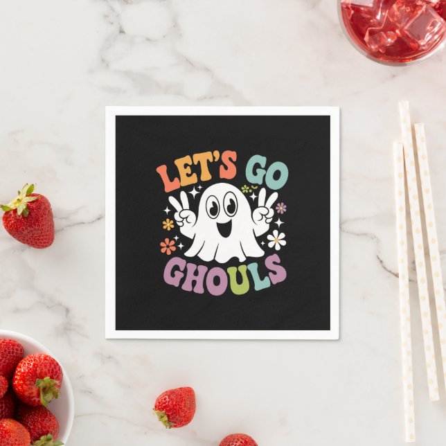 Servilleta De Papel Día de Brujas Vamos Ghouls Fantasma Disfraz Retro (In situ)