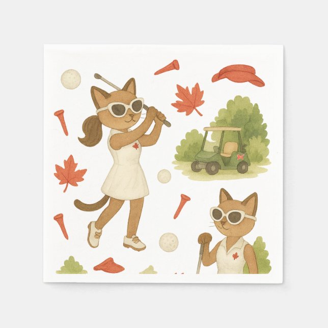 Servilleta De Papel Día de Canadá temática para golfistas que aman gat (Anverso)