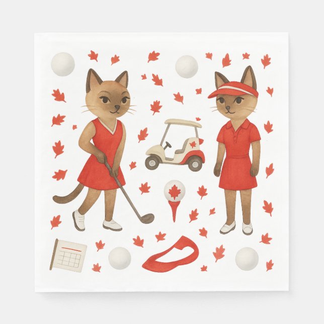 Servilleta De Papel Día de Canadá temática para golfistas que aman gat (Anverso)