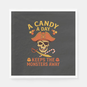 Servilleta De Papel Día de Dulces Pirata de Halloween Calavera Bastón