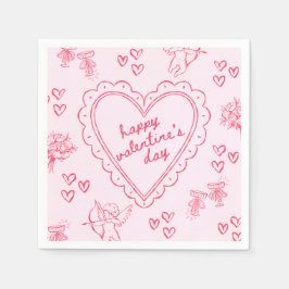 Servilleta De Papel Día de Galentines San Valentín Rosa Femenino