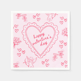 Servilleta De Papel Día de Galentines San Valentín Rosa Femenino