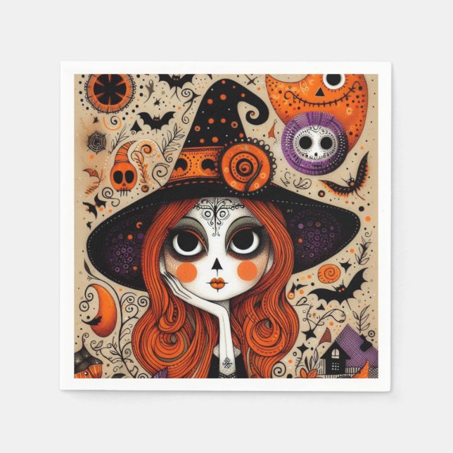 Servilleta De Papel Día de Halloween de la Bruja Muerta (Anverso)