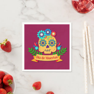 Servilleta De Papel Día de la Dama Rosa Muerta - para niños de famil