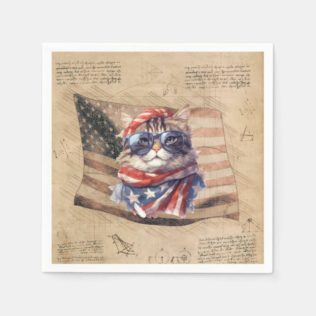 Servilleta De Papel Día de la Independencia Bandera Patriótica America (Anverso)