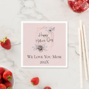 Servilleta De Papel Día de la Madre Floral Rosa Gris Personalizado