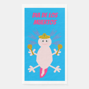 Servilleta De Papel Día de la Muerte Personalizado Axolotl Mexicano