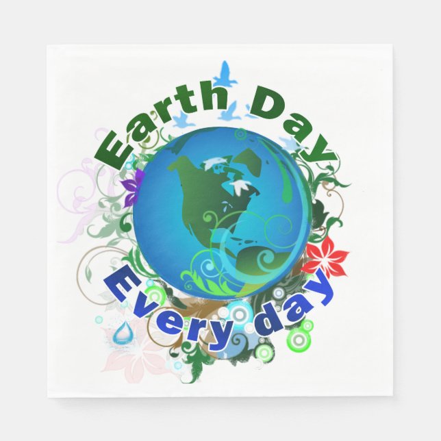 Servilleta De Papel Día de la Tierra todos los días (Anverso)