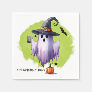 Servilleta De Papel DÍA DE LAS BRUJAS Fantasma con sombrero de bruja y