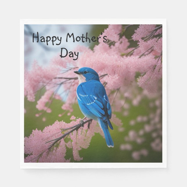 Servilleta De Papel Día de las Madres del Pájaro Azul (Anverso)