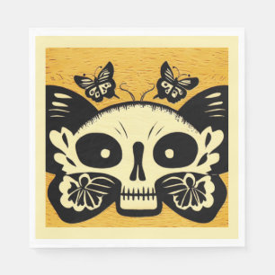 Servilleta De Papel Día de las Mariposas Muertas Woodcut 1