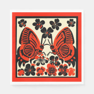 Servilleta De Papel Día de las Mariposas Muertas Woodcut 3