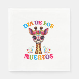 Servilleta De Papel Dia De Los Muertos Floral Skull Giraffe Zo Mexican