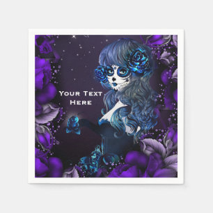 Servilleta De Papel Día de Muertos Calavera de Azúcar Mexicana Morado