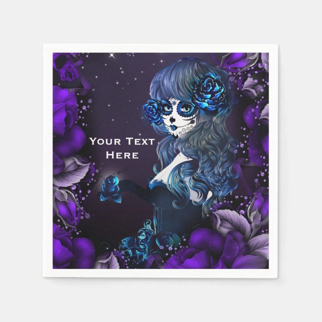 Servilleta De Papel Día de Muertos Cráneo de Azúcar Mexicano Fiesta Pú (Anverso)