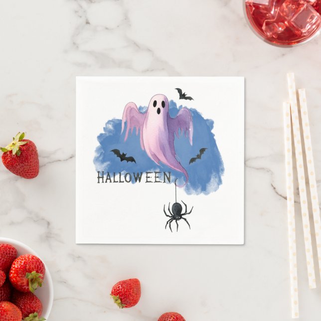 Servilleta De Papel Día de Muertos Fantasma con Araña (In situ)