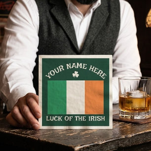 Servilleta De Papel Día de San Patricio Bandera de Irlanda Nombre Pers