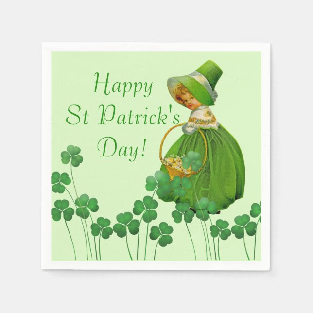 Servilleta De Papel Día de San Patricio: chica escogiendo rocas (Anverso)