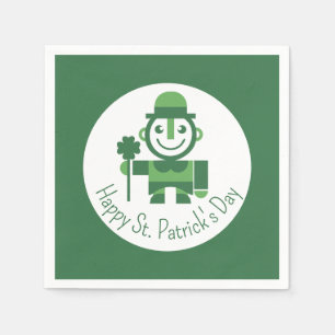 Servilleta De Papel Día de San Patricio con duende afortunado minimali