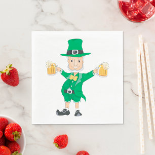 Servilleta De Papel Día de San Patricio Duende con jarras de cerveza