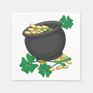 Servilleta De Papel Día de San Patricio Olla de Oro y Tréboles Afortun
