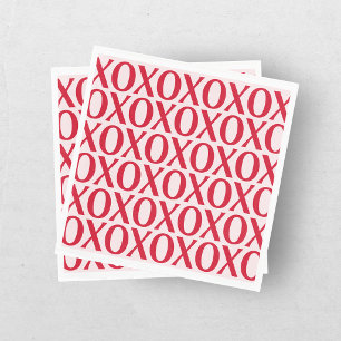 Servilleta De Papel Día de San Valentín Adorable XOXO Rojo y Rosa