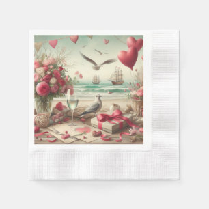 Servilleta De Papel Día de San Valentín costero/naútico