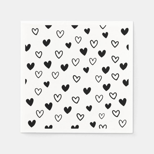 Servilleta De Papel Día de San Valentín de amor negro (Anverso)