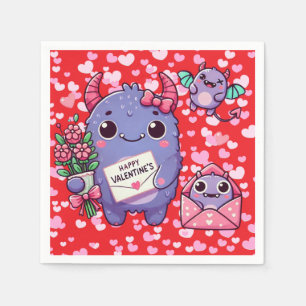 Servilleta De Papel Día de San Valentín del monstruo lindo