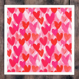 Servilleta De Papel Día de San Valentín Multi Heart Pattern Love Pink