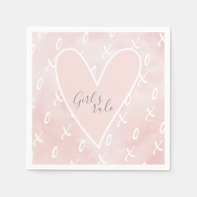 Servilleta De Papel Día de San Valentín rosado moderno lindo amor Girl (Anverso)